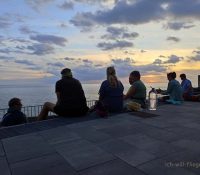 Landebier im Sonnenuntergang